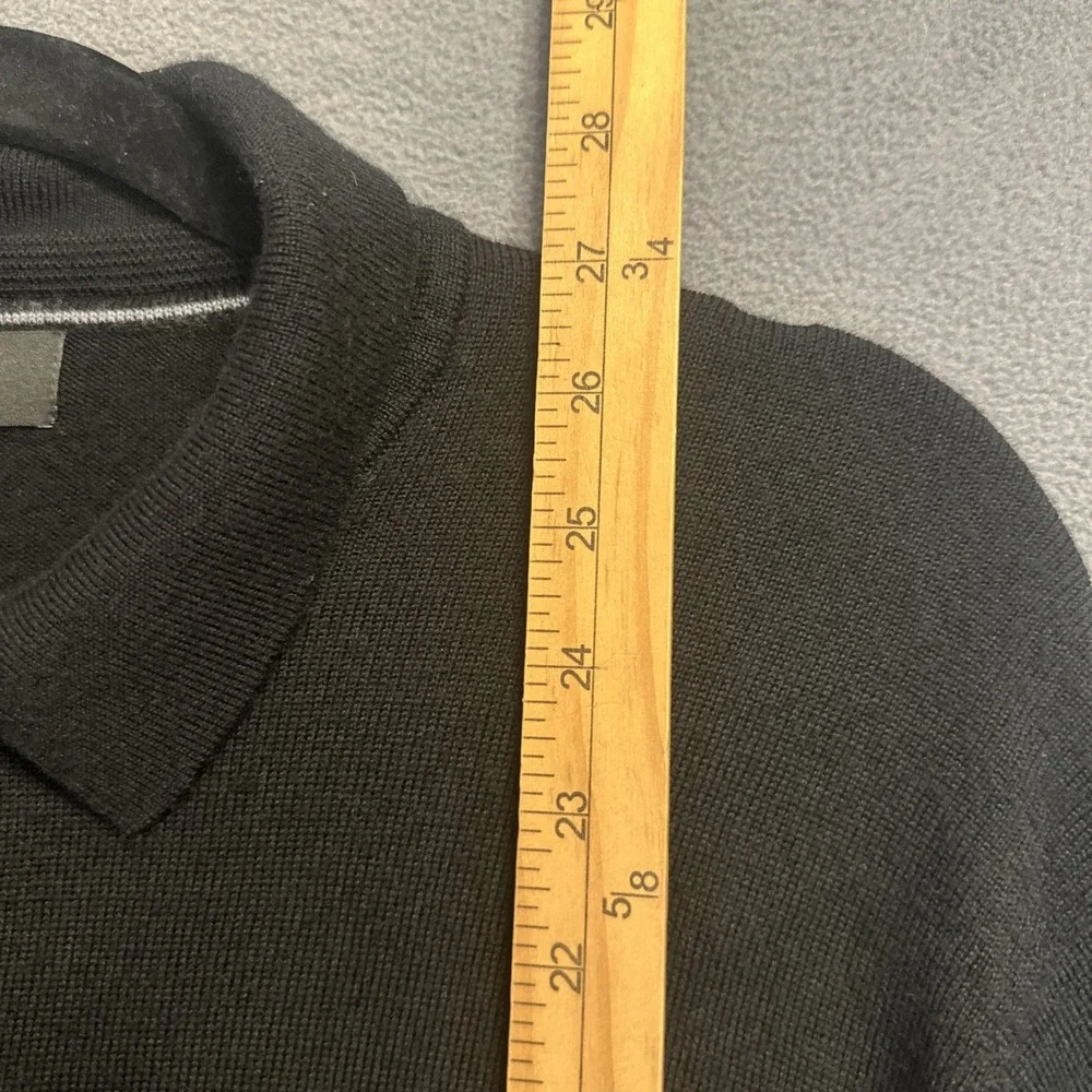 Banana Republic Sweater Polo Mens L Black Merino Wool Slim Long Sleeve 486764-00